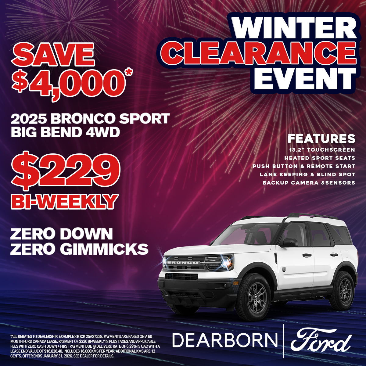 2025 Bronco Sport Big Bend 4WD for Only $229* with ZERO Down!