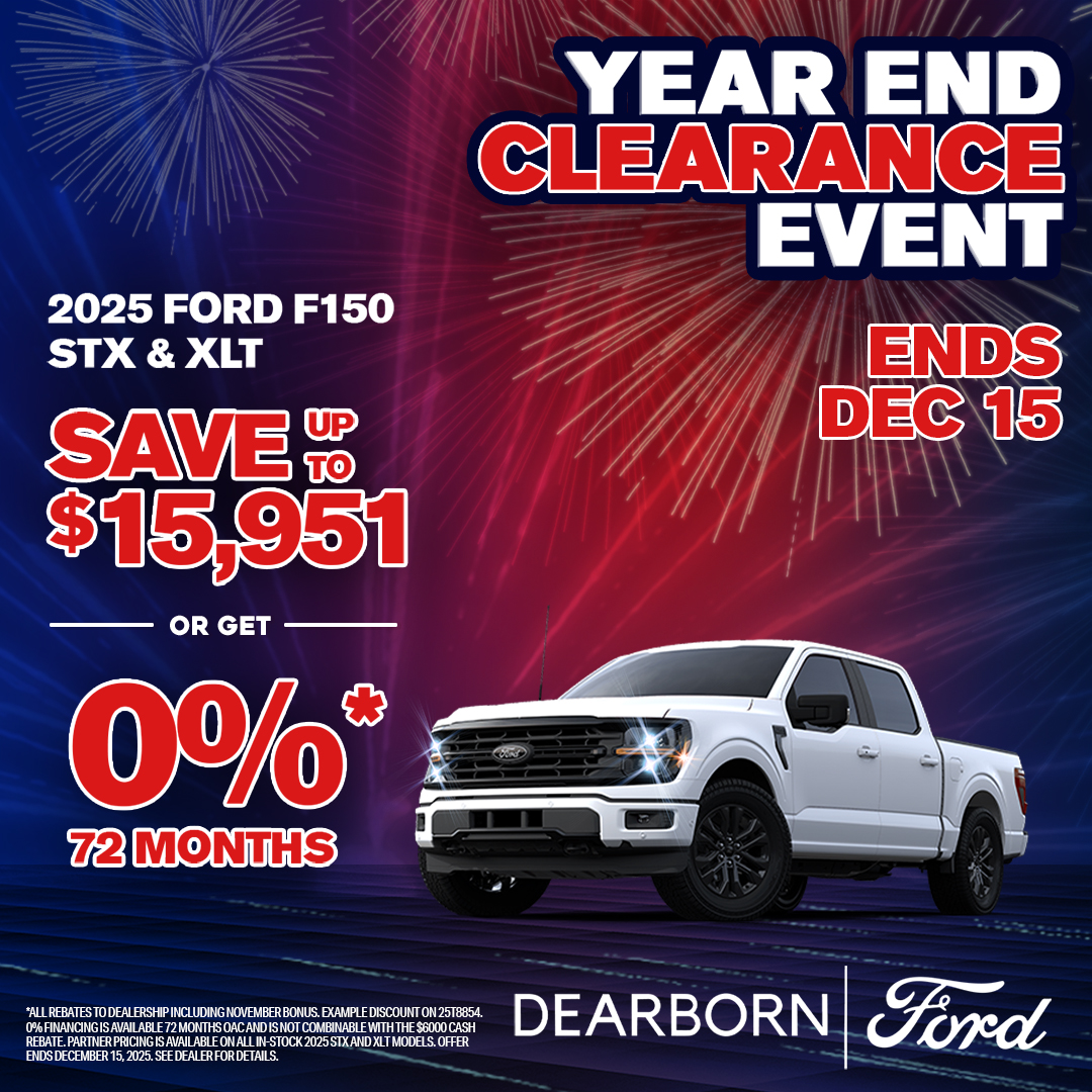 0% for 72 Months on a 2025 Ford F150 STX and XLT Trucks!