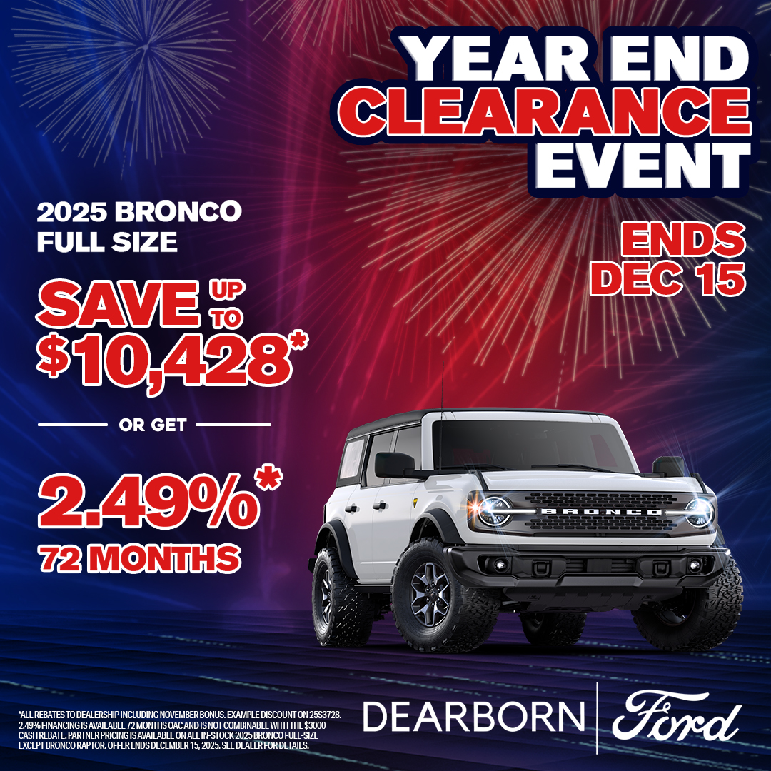 SAVE up to $10,428* on a 2025 Bronco Full Size!