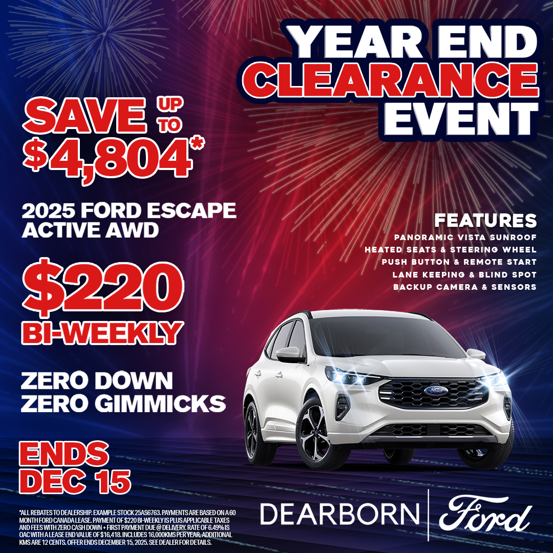 Only $220* Bi-Weekly with Zero Down on a 2025 Ford Escape Active AWD!
