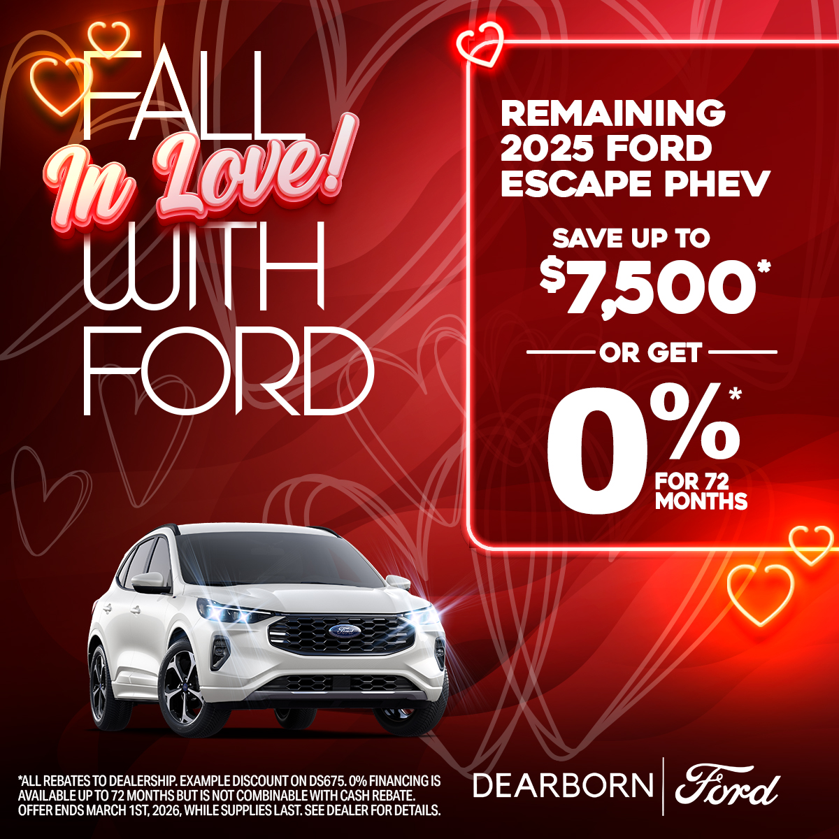 0% for 72 Months on a 2025 Ford Escape PHEV!