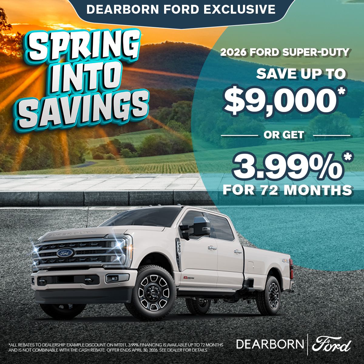 Save up to $9,000* on a New 2026 Ford Super-Duty!