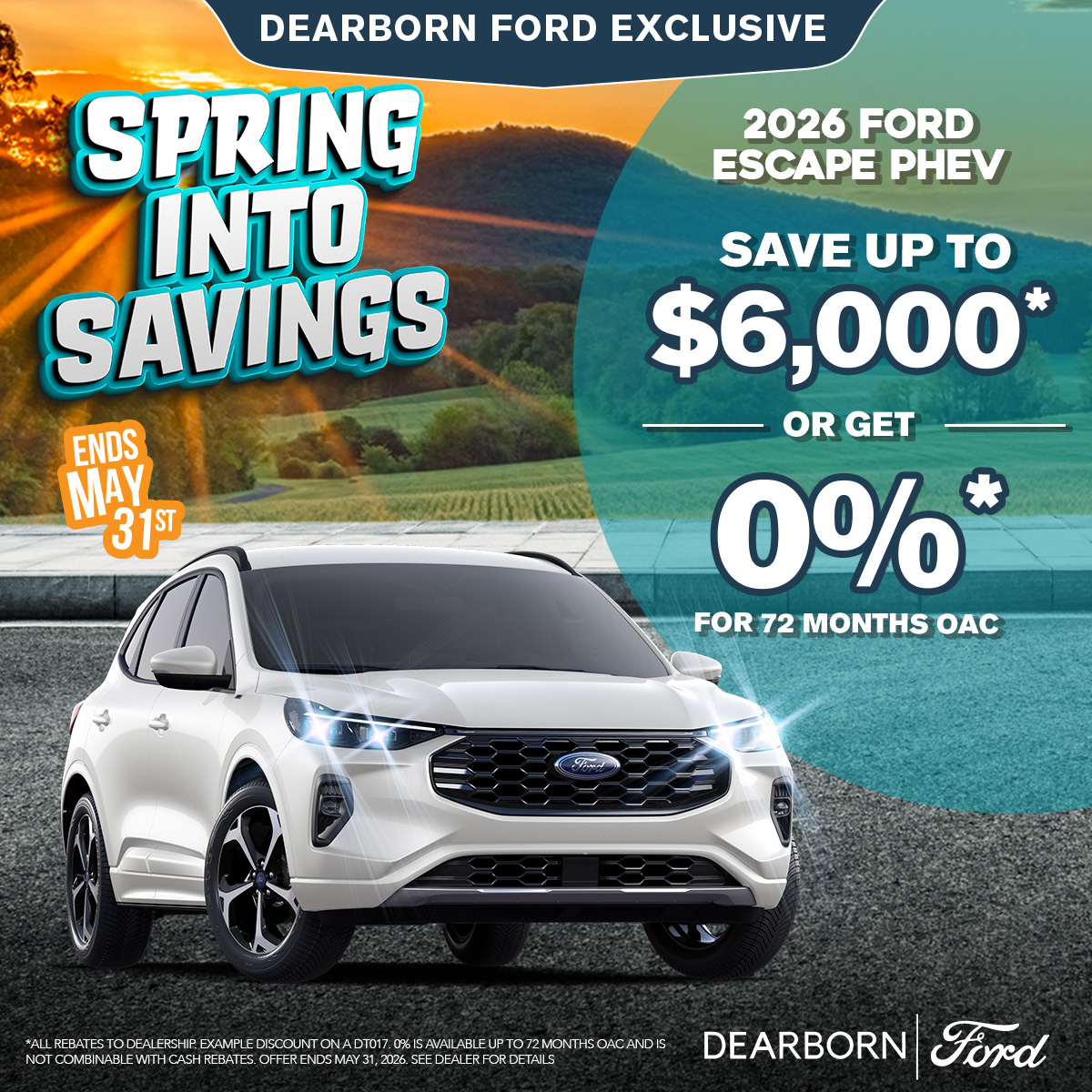 0% for 72 Months on a 2026 Ford Escape PHEV!