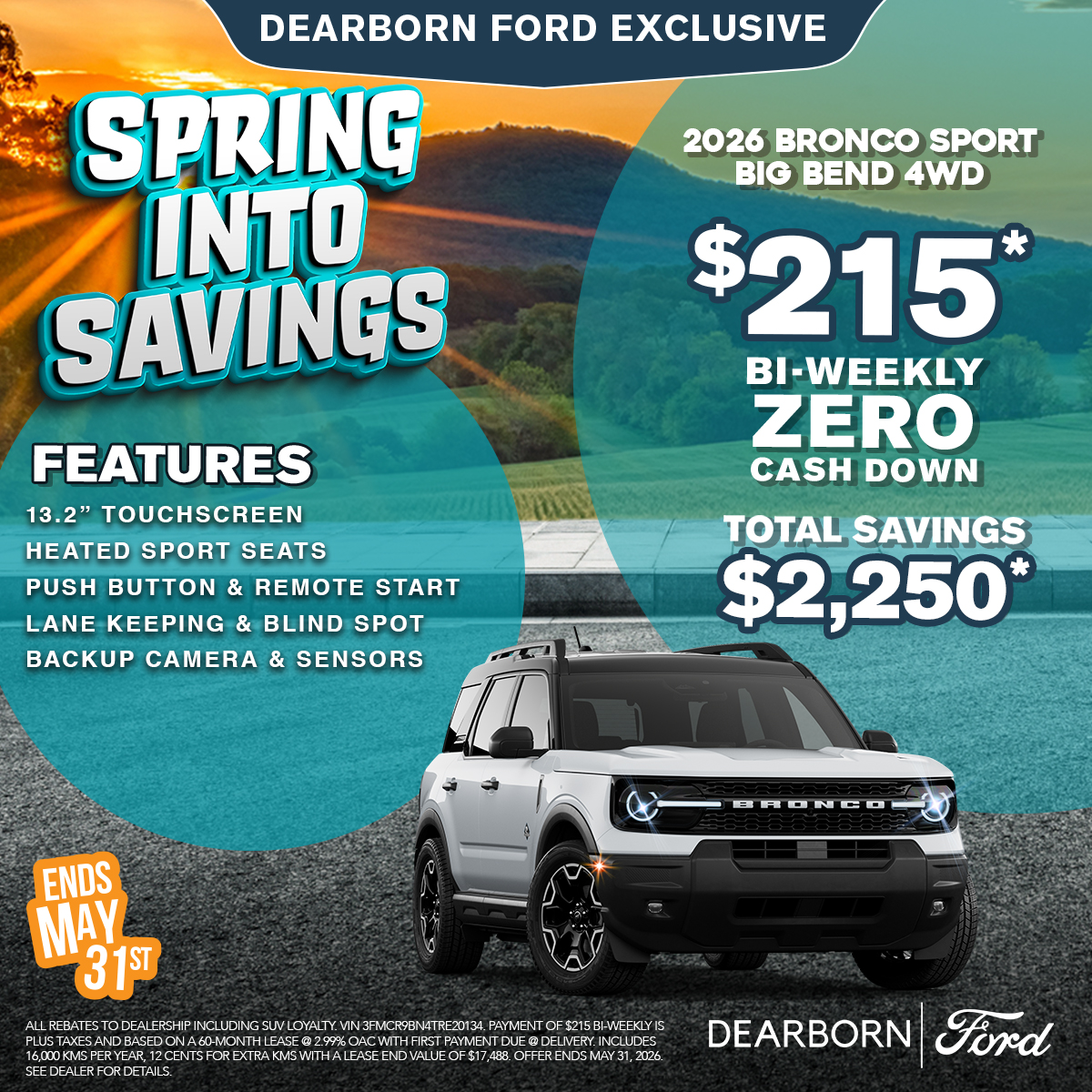2026 Bronco Sport Big Bend 4WD for Only $215* B/W!
