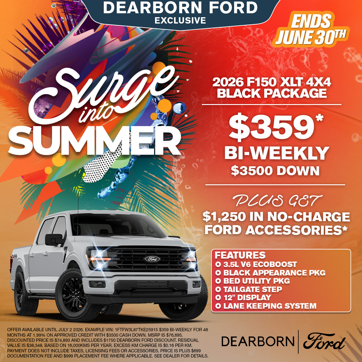 2026 Ford F150 XLT 4×4 Black Package for Only $359* Bi-Weekly!
