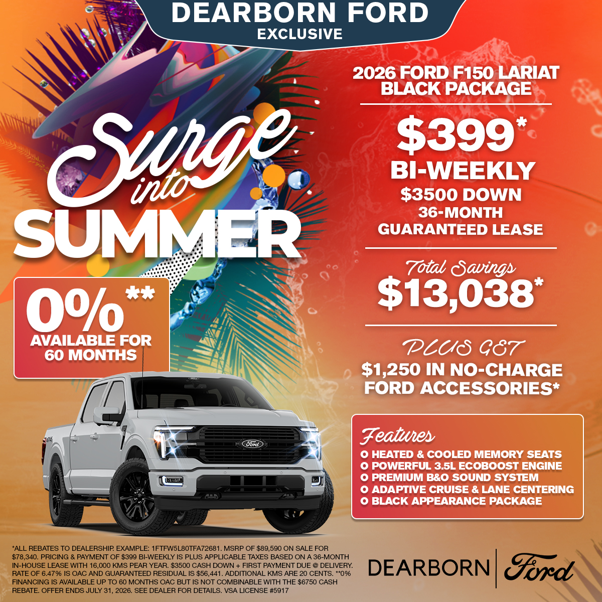 Save over $13,000 on a 2026 Ford F150 Lariat Black Package!